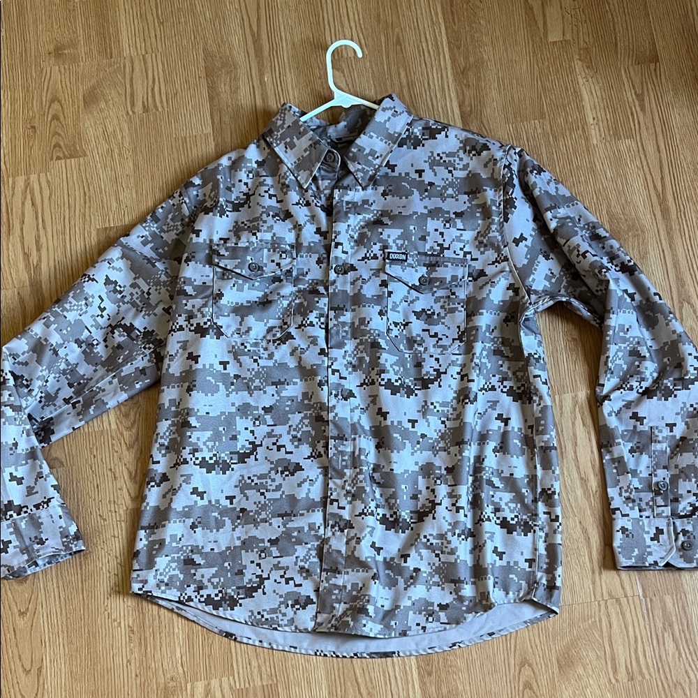 DIXXON Men's Digital Camo Button Down Shirt in Gray and Black